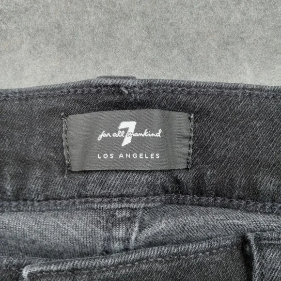 7 For All Mankind Jeans Mens 36x31 Black Slim Skinny Stretch Denim Pants Zip Fly - Picture 2 of 8